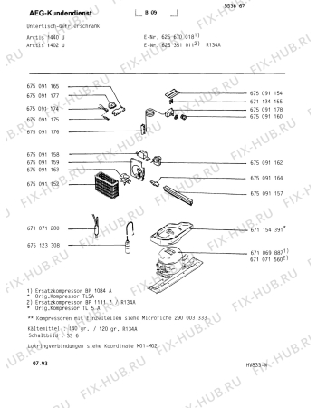 Взрыв-схема холодильника Aeg ARC1440 U - Схема узла Freezer cooling system