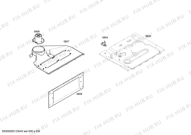 Взрыв-схема плиты (духовки) Bosch HBN43M551A - Схема узла 09