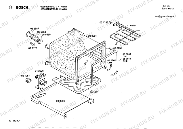 Взрыв-схема плиты (духовки) Bosch HES502F85 - Схема узла 04