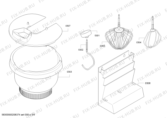 Взрыв-схема кухонного комбайна Bosch MUM48W11 - Схема узла 03