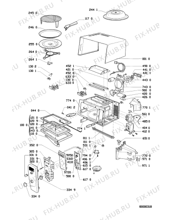 Схема №1 6 AT 326/ALU с изображением Корпусная деталь для микроволновки Whirlpool 481244019743
