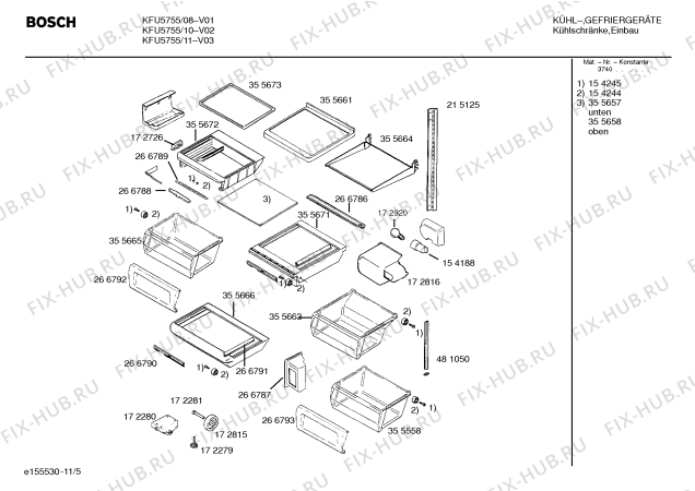 Схема №7 KGU57990 с изображением Панель для холодильной камеры Bosch 00266813