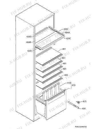 Взрыв-схема холодильника Electrolux ERC3214AOV - Схема узла Internal parts