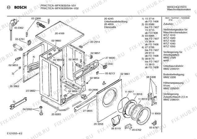 Схема №2 WFK5630 PRACTICA WFK5630 с изображением Панель управления для стиралки Bosch 00285855