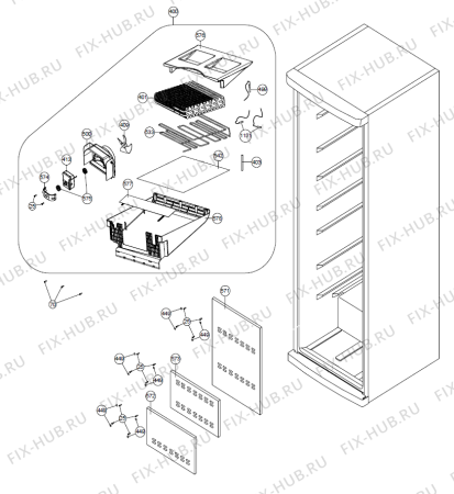 Взрыв-схема холодильника Upo F21850ND   -Freezer (171783, V36001002) - Схема узла 02