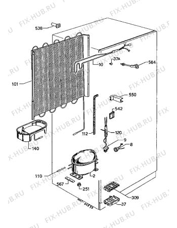 Взрыв-схема холодильника Zanussi ZFB18/8 - Схема узла Refrigerator cooling system