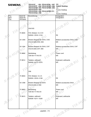 Взрыв-схема видеотехники Siemens PD101G7BB - Схема узла 03