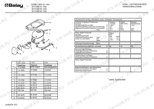 Схема №2 3FI153B с изображением Инструкция по эксплуатации для холодильника Bosch 00523550