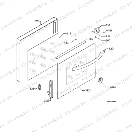 Взрыв-схема плиты (духовки) Electrolux EOB6710X - Схема узла Door 003