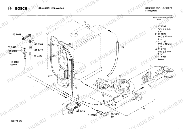 Взрыв-схема посудомоечной машины Bosch SMS2100L S210 - Схема узла 03