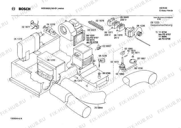 Взрыв-схема плиты (духовки) Bosch HEE6920 - Схема узла 04