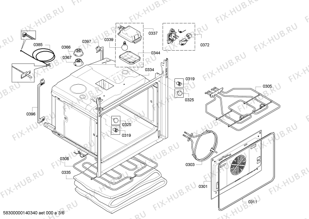 Взрыв-схема плиты (духовки) Bosch HBA73B550A - Схема узла 03