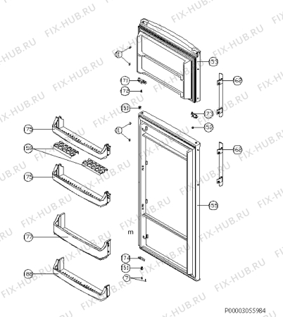 Взрыв-схема холодильника Electrolux EJF3642AOX - Схема узла Door 003