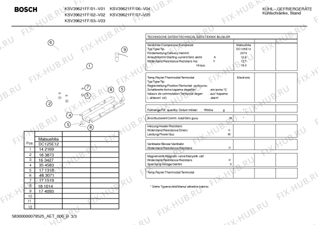 Взрыв-схема холодильника Bosch KSV39621FF - Схема узла 03