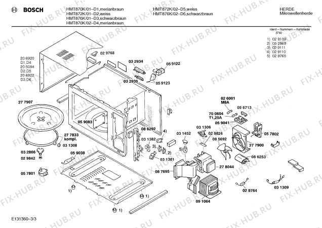 Взрыв-схема микроволновой печи Bosch HMT870K - Схема узла 03