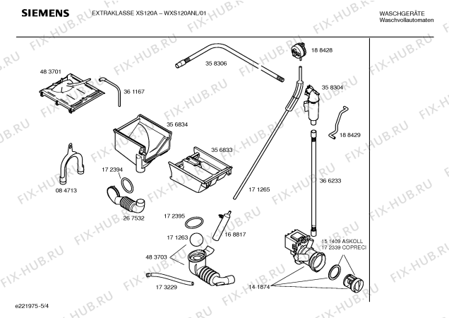 Схема №2 WXS120ANL extraklasse XS 120 A с изображением Таблица программ для стиралки Siemens 00582716