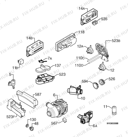 Взрыв-схема посудомоечной машины Arthurmartinelux ASF6702 - Схема узла Electrical equipment 268