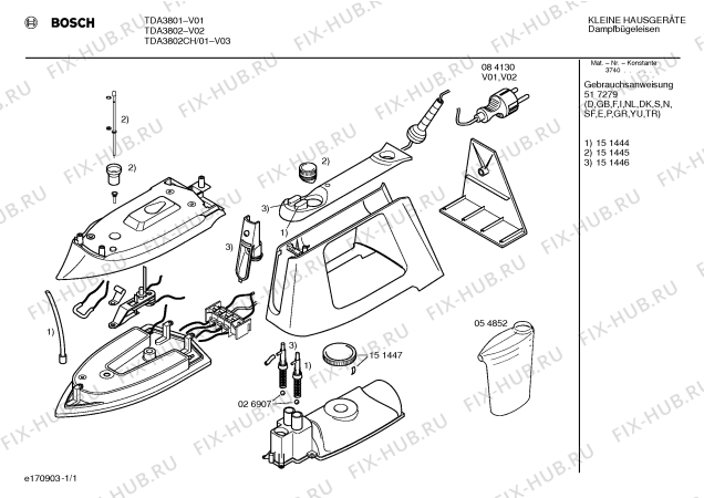 Схема №1 TDA3801 с изображением Инструкция по эксплуатации для электроутюга Bosch 00517279