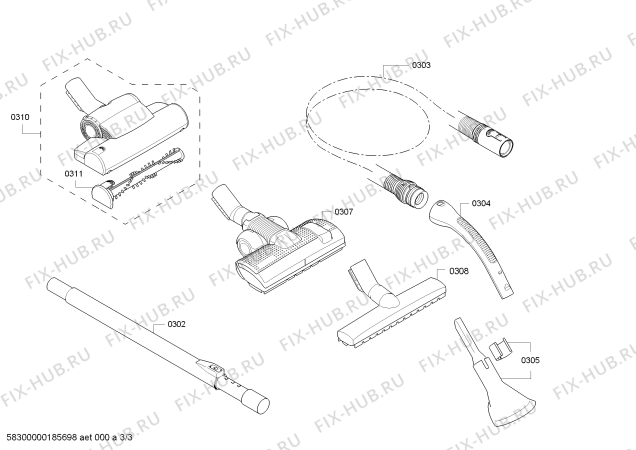 Взрыв-схема пылесоса Bosch BGB45335 Bosch GL 45 - Схема узла 03