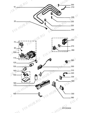 Взрыв-схема посудомоечной машины Husqvarna Electrolux QW530K - Схема узла W10 Heater, pump, other electric, DGN O