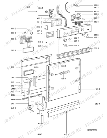 Схема №2 ADG 8532/2 с изображением Панель для посудомоечной машины Whirlpool 480140101225