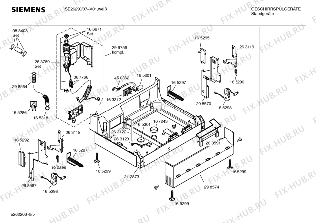 Взрыв-схема посудомоечной машины Siemens SE26290 - Схема узла 05