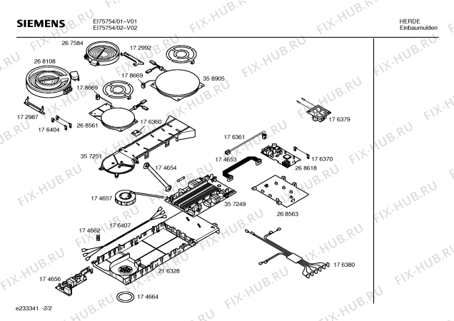 Взрыв-схема плиты (духовки) Siemens EI75754 - Схема узла 02