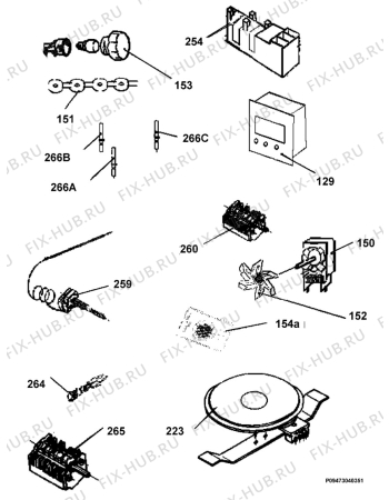 Взрыв-схема плиты (духовки) Electrolux EKM513501X - Схема узла Section 8