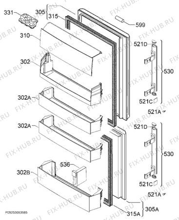 Взрыв-схема холодильника Electrolux EN3610DOX - Схема узла Door 003