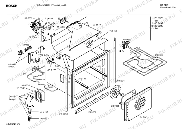 Схема №3 HBN362BAU с изображением Инструкция по эксплуатации для духового шкафа Bosch 00523366