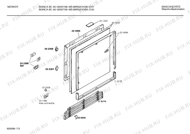 Схема №9 WE4MR02CH BIANCA BC40 00597 с изображением Элемент корпуса Bosch 00115885