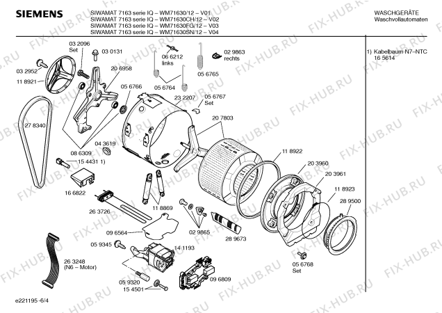 Схема №4 WM71630SN SIWAMAT 7163 serie IQ с изображением Инструкция по эксплуатации для стиралки Siemens 00520311
