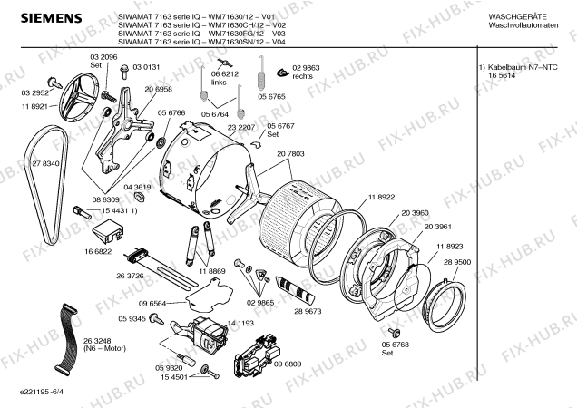 Схема №4 WM71630FG SIWAMAT 7163 serie IQ с изображением Таблица программ для стиралки Siemens 00520238