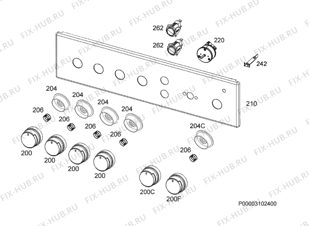 Взрыв-схема плиты (духовки) Electrolux EKG51370OW - Схема узла Command panel 037