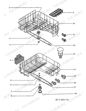 Взрыв-схема посудомоечной машины Zanker 4640UW - Схема узла Baskets, tubes 061