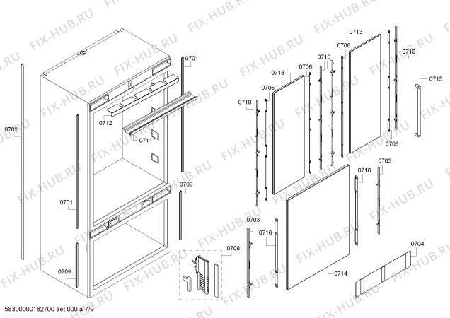 Схема №7 CIB30M1ER1 с изображением Панель для холодильника Bosch 11021907
