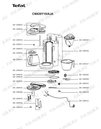 Схема №1 CM430Y10/AJA с изображением Часть корпуса для кофеварки (кофемашины) Tefal SS-200925