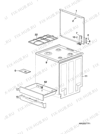 Взрыв-схема плиты (духовки) Arthurmartinelux CG6020W1   GAS AME - Схема узла Housing 001