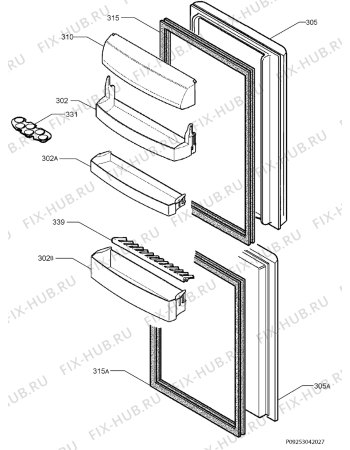 Взрыв-схема холодильника Elektro Helios KF3097XL - Схема узла Door 003