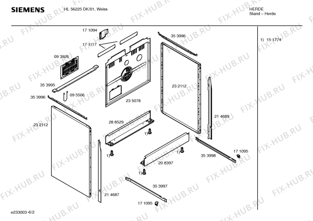 Взрыв-схема плиты (духовки) Siemens HL56225DK - Схема узла 02