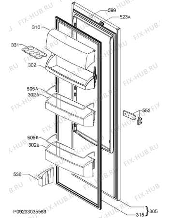 Взрыв-схема холодильника Electrolux JLBILIC07 - Схема узла Door 003