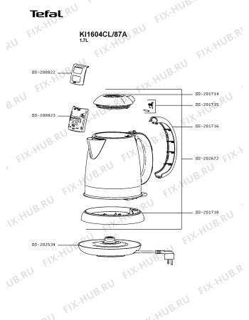 Схема №1 KI1605CL/87A с изображением Часть корпуса для чайника (термопота) Tefal SS-202534