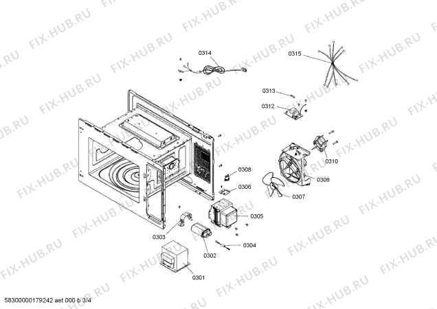 Взрыв-схема микроволновой печи Bosch HMT84G654 - Схема узла 03