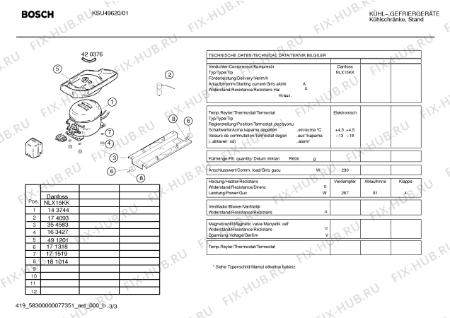 Взрыв-схема холодильника Bosch KSU49620 - Схема узла 03