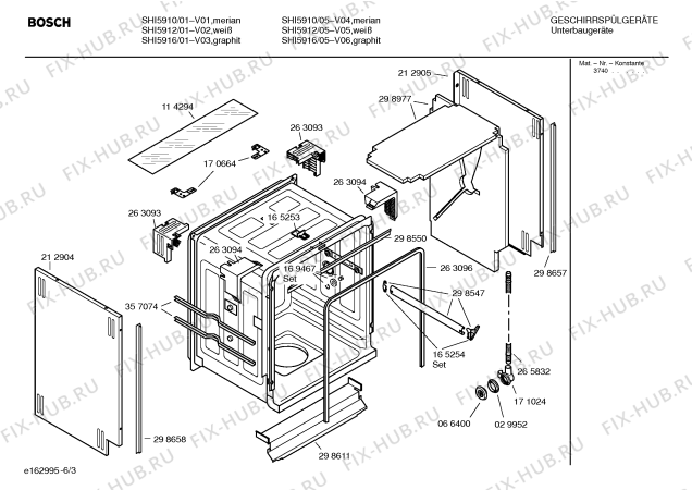 Взрыв-схема посудомоечной машины Bosch SHI5910 - Схема узла 03