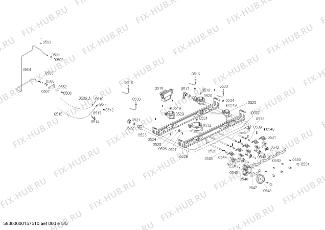 Взрыв-схема плиты (духовки) Bosch HSG19I22SC COCINA BOSCH PRO6100 INOX L60 220V/50-60Hz - Схема узла 05