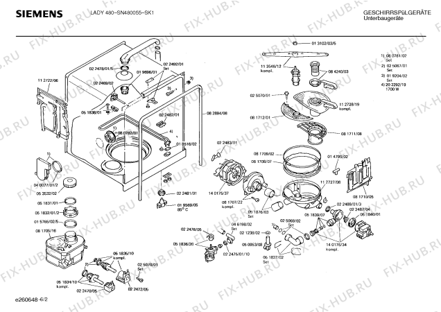 Взрыв-схема посудомоечной машины Siemens SN480055 - Схема узла 02