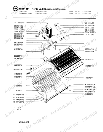 Взрыв-схема плиты (духовки) Neff 1313131101 1036/111CSM - Схема узла 04