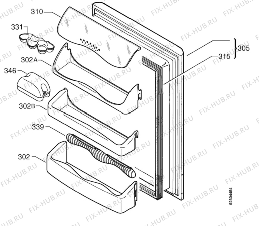 Взрыв-схема холодильника Zanussi ZT57RM - Схема узла Door 003