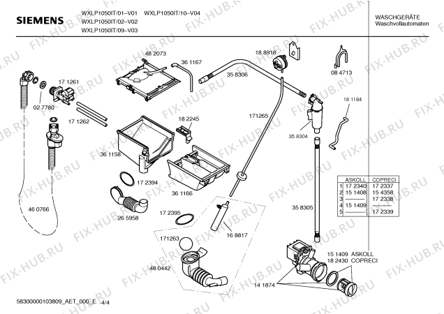 Схема №3 WXLP1050IT SIWAMAT  XLP1050 с изображением Таблица программ для стиралки Siemens 00591620